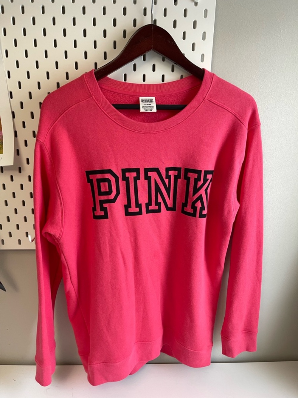 PINK Victoria's Secret Hot Pink Sweatshirt with Black Logo